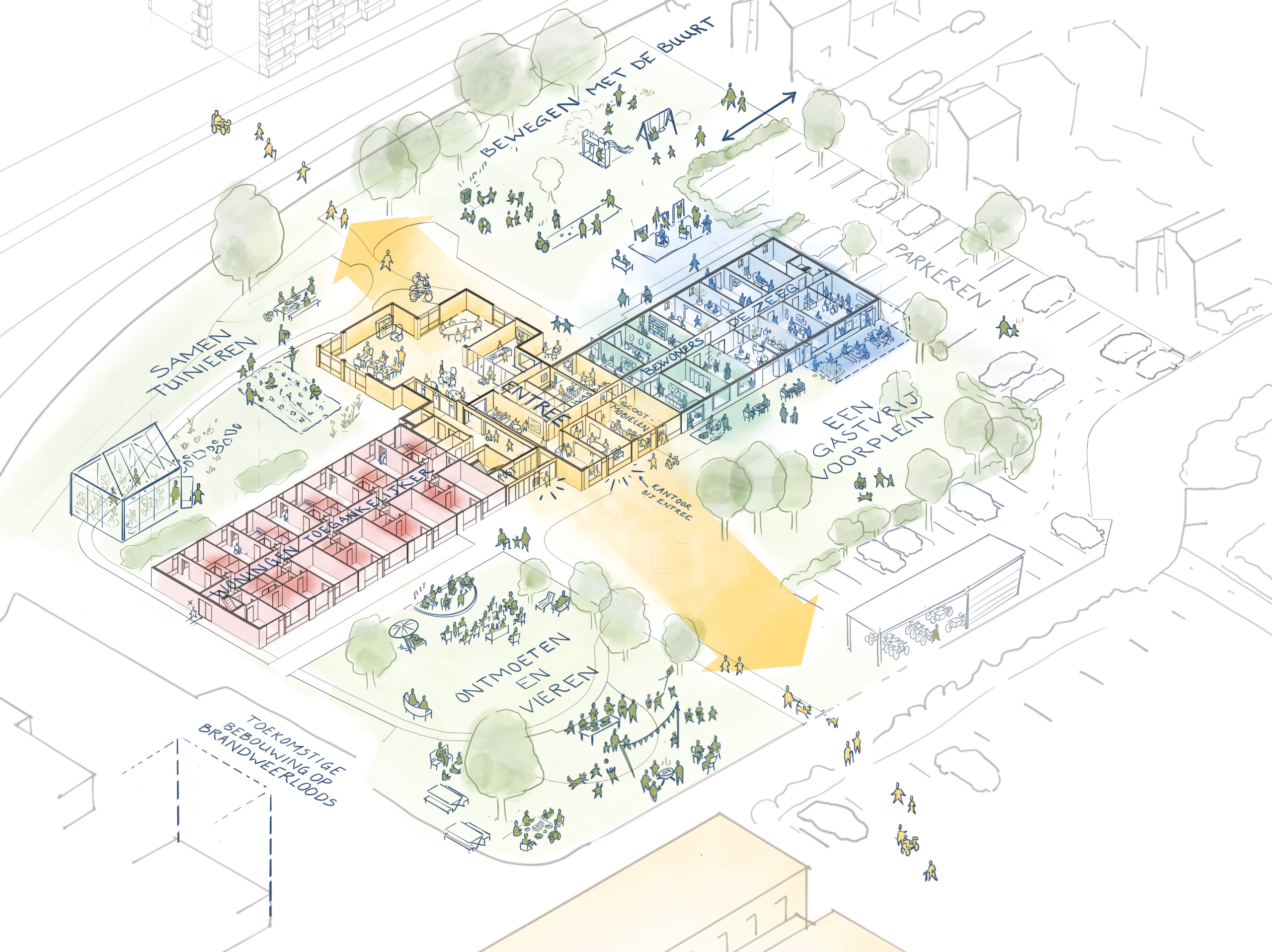 Visie voor de begane grond en buitenruimte. Open Kaart